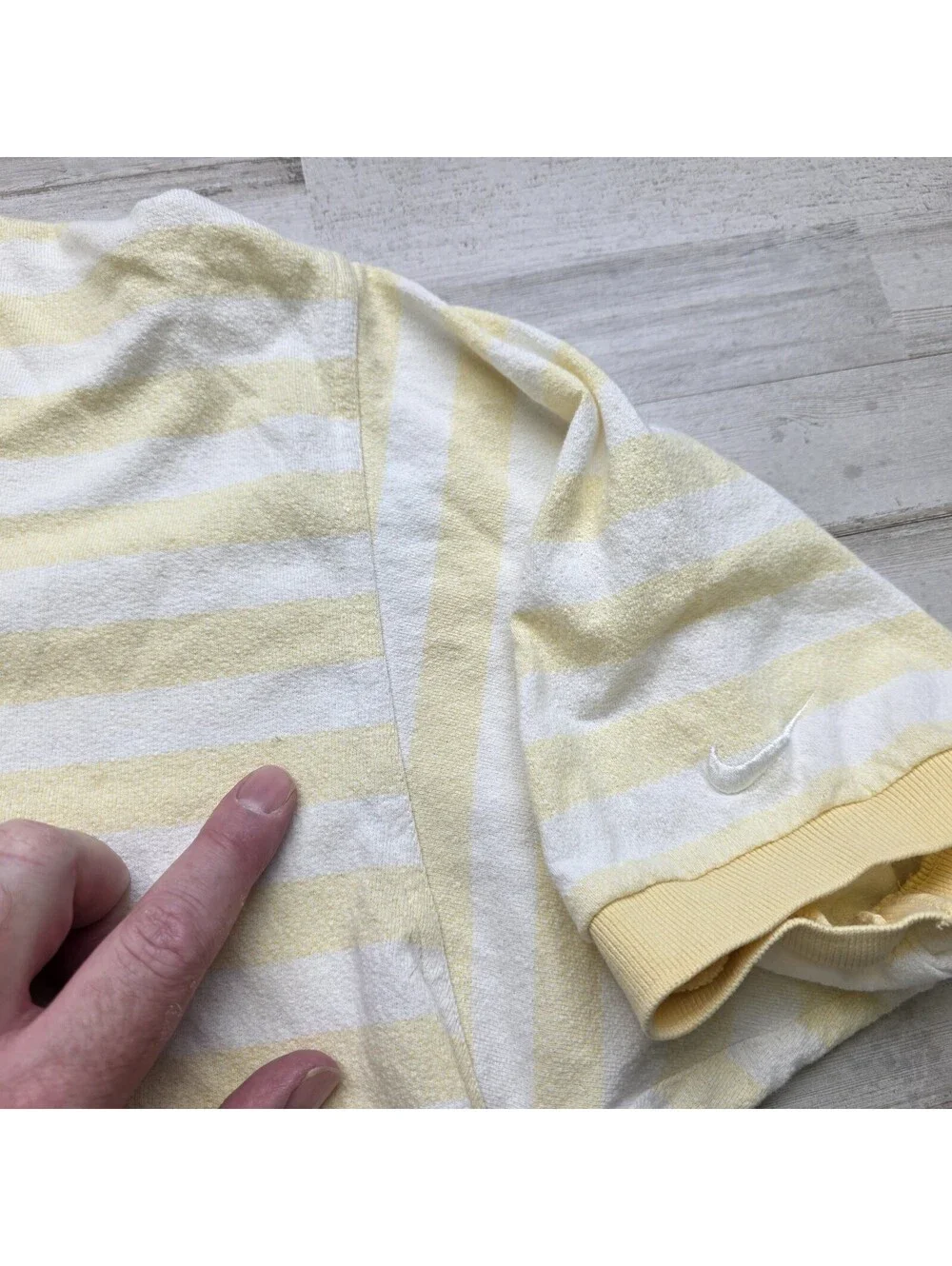 Vintage Nike Polo Shirt Men's XXL Terry Cloth 1/4 Zip Yellow Stripe 90s Y2K